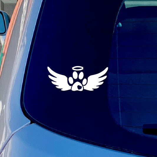 Paw Angle Wings Vinyl Sticker Decal for Car Truck Window Bumper White