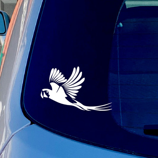 Parrot Bird Vinyl Sticker Decal for Car Truck Window Bumper White