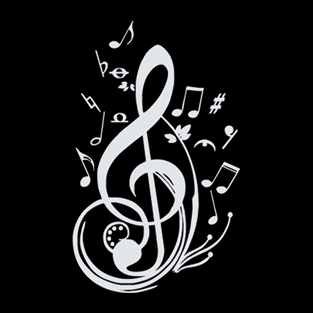 Music Notes Vinyl Sticker Decal for Car Truck Window Bumper Whtie