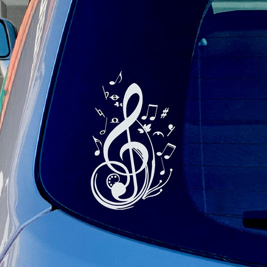 Music Notes Vinyl Sticker Decal for Car Truck Window Bumper Whtie