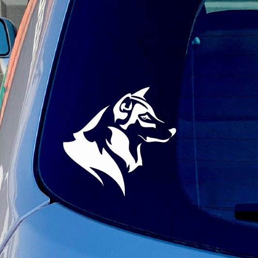 Husky Dog Head Vinyl Sticker Decal for Car Truck Window Bumper White