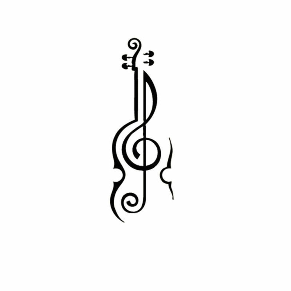 Cute Violin Music Treble Clef Vinyl Sticker Decal for Car Truck Window Bumper White