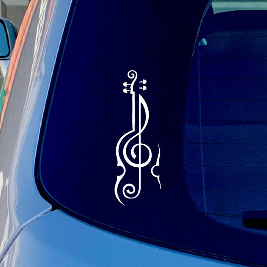Cute Violin Music Treble Clef Vinyl Sticker Decal for Car Truck Window Bumper White