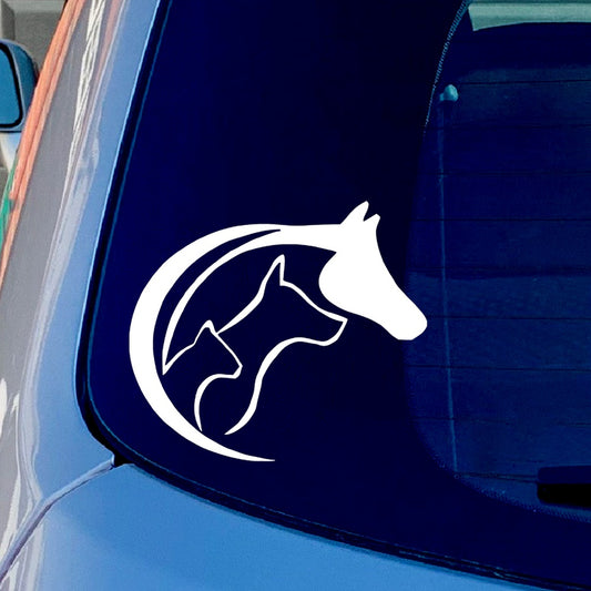 Horse Dog Cat Animal Vinyl Sticker Decal for Car Truck Window Bumper White