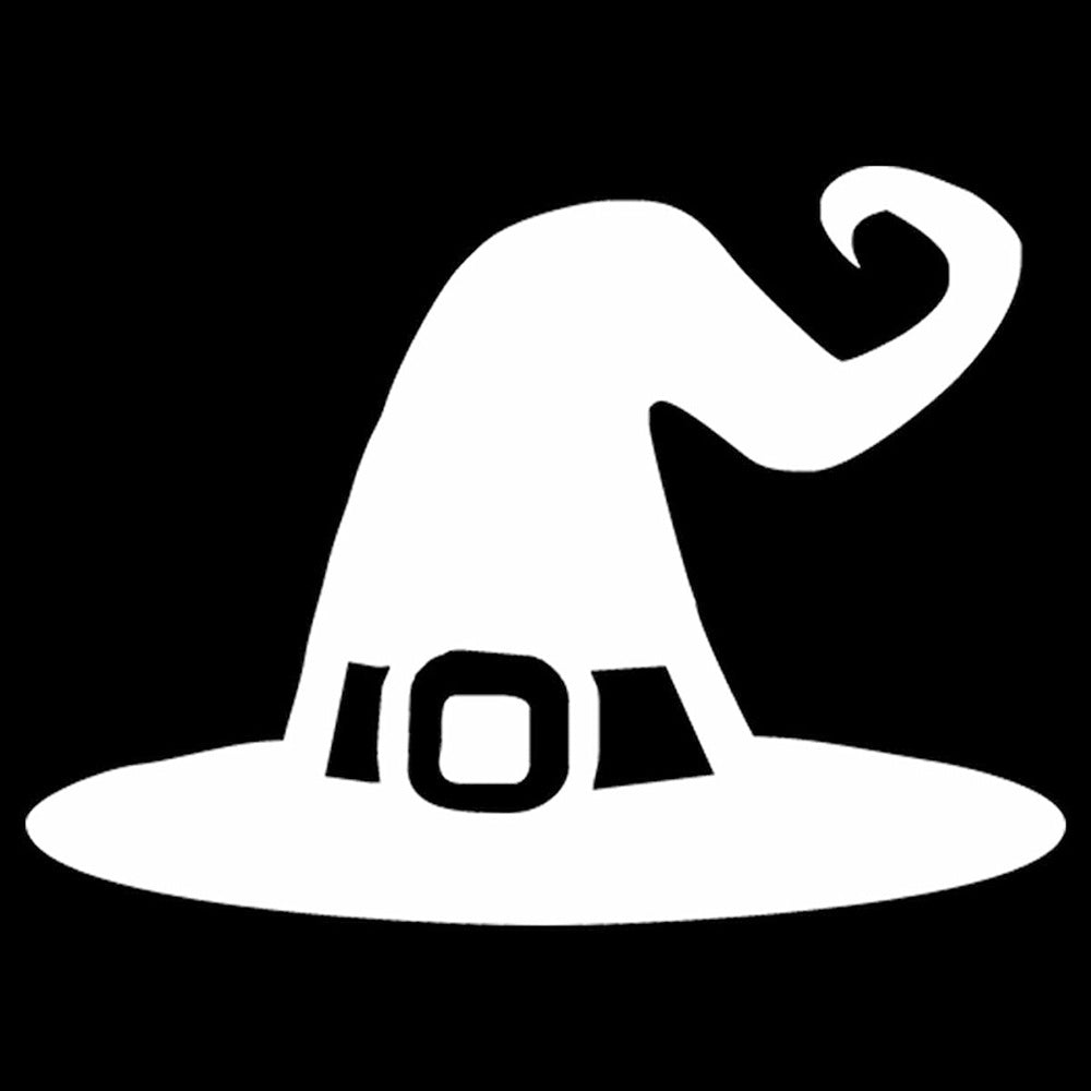 Halloween Cartoon Witches Hat Vinyl Sticker Decal for Car Truck Window Bumper White
