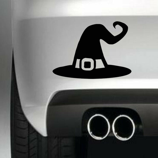 Halloween Cartoon Witches Hat Vinyl Sticker Decal for Car Truck Window Bumper Black