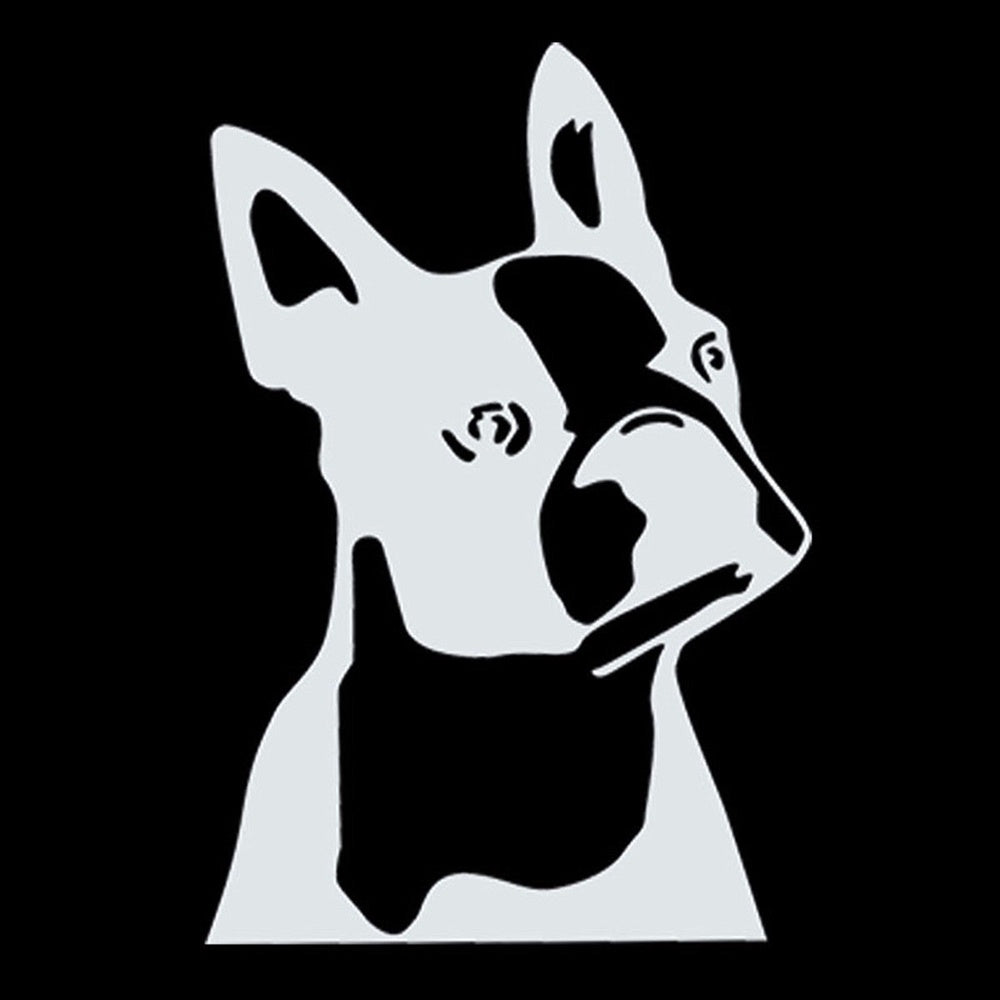 Fun Boston Terrier Dog Vinyl Sticker Decal for Car Truck Window Bumper White