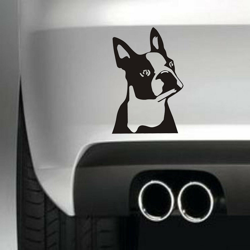 Fun Boston Terrier Dog Vinyl Sticker Decal for Car Truck Window Bumper Black