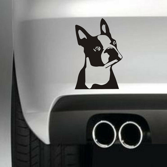 Fun Boston Terrier Dog Vinyl Sticker Decal for Car Truck Window Bumper Black