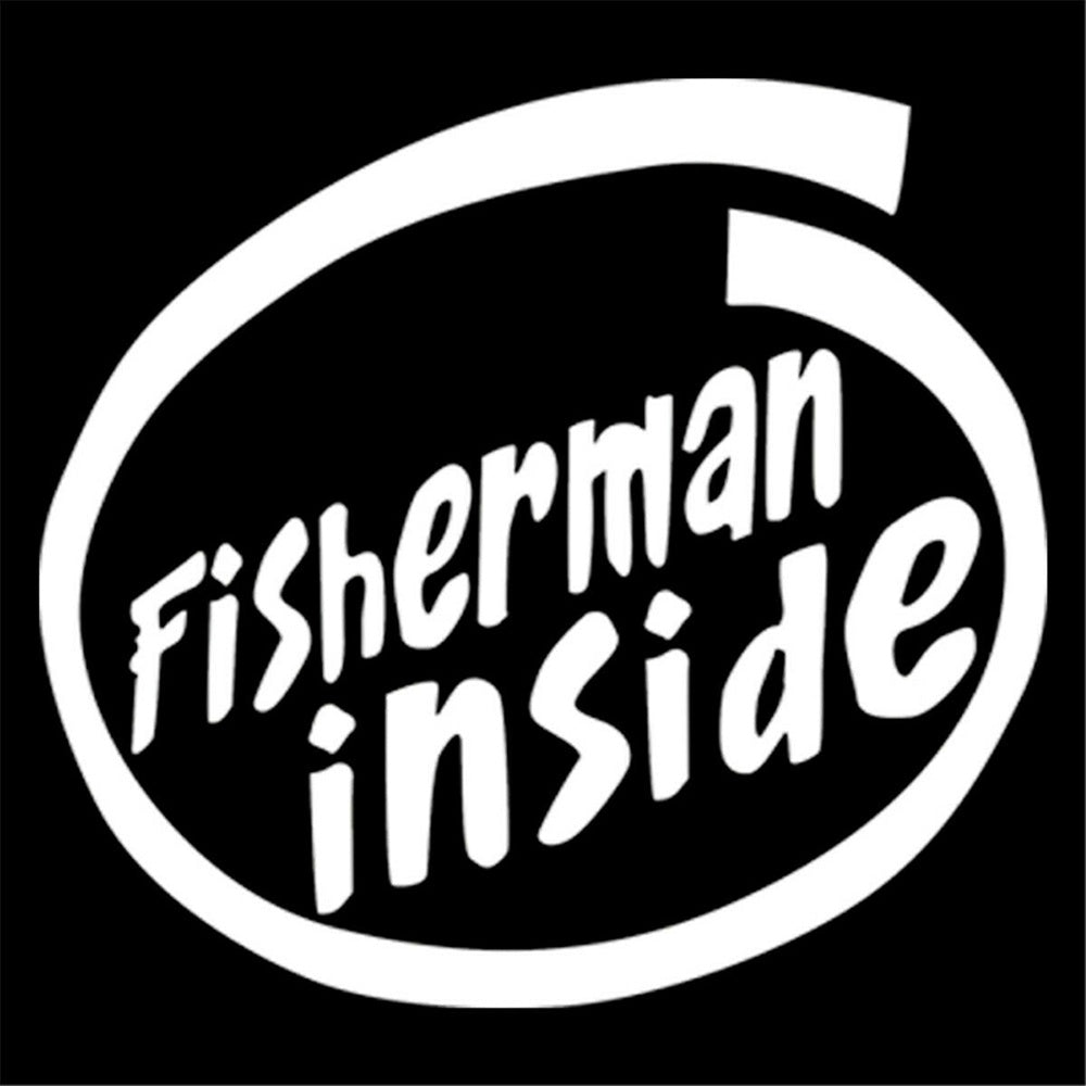 Fisherman Inside Vinyl Sticker Decal for Car Truck Window Bumper White