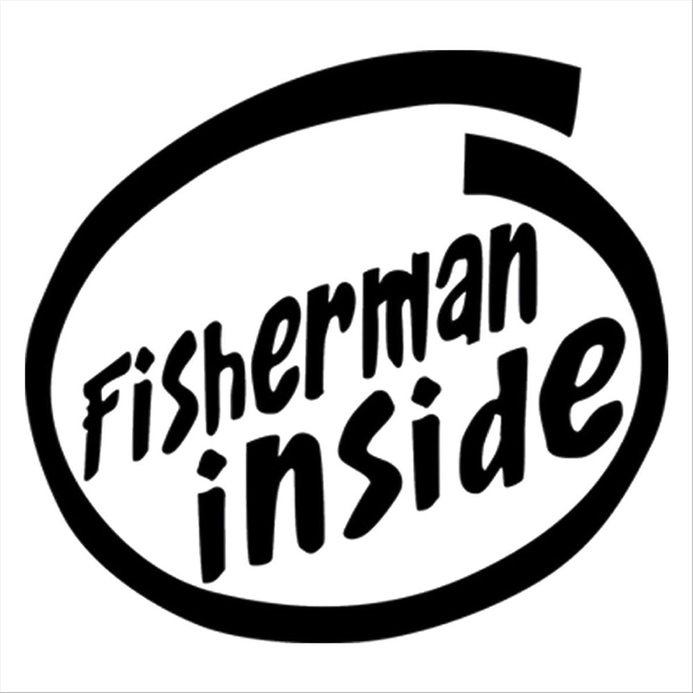 Fisherman Inside Vinyl Sticker Decal for Car Truck Window Bumper Black