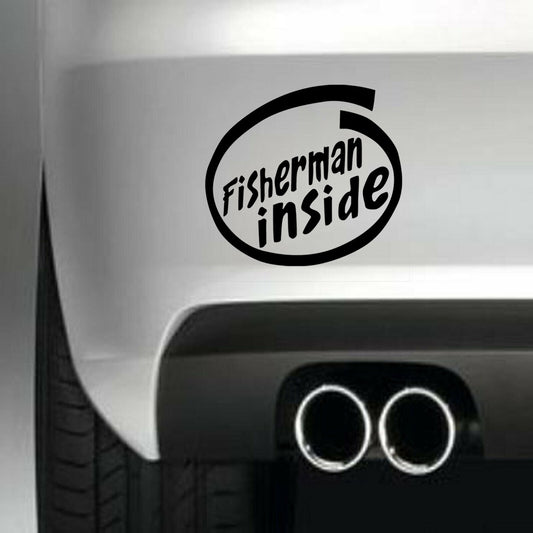 Fisherman Inside Vinyl Sticker Decal for Car Truck Window Bumper Black