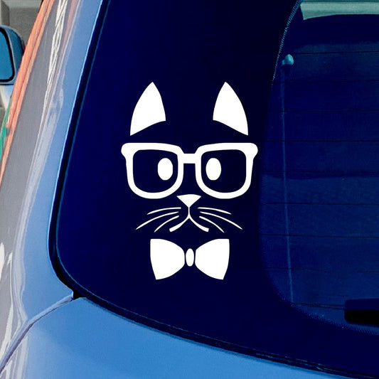 Cat Funny Vinyl Sticker Decal for Car Truck Window Bumper White