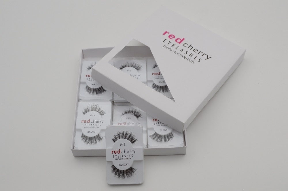 12 Pairs Soft False Fake Human Hair Eyelashes Adhesives Glamour Eye lashes Red_Cherry Makeup Beauty