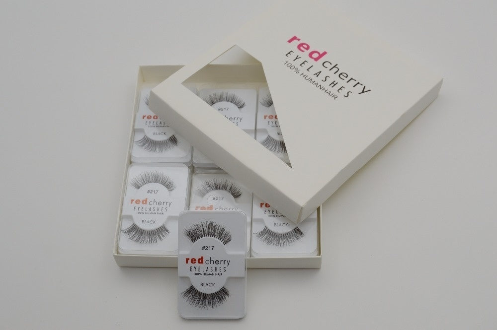 12 Pairs Soft False Fake Human Hair Eyelashes Adhesives Glamour Eye lashes Red_Cherry Makeup Beauty