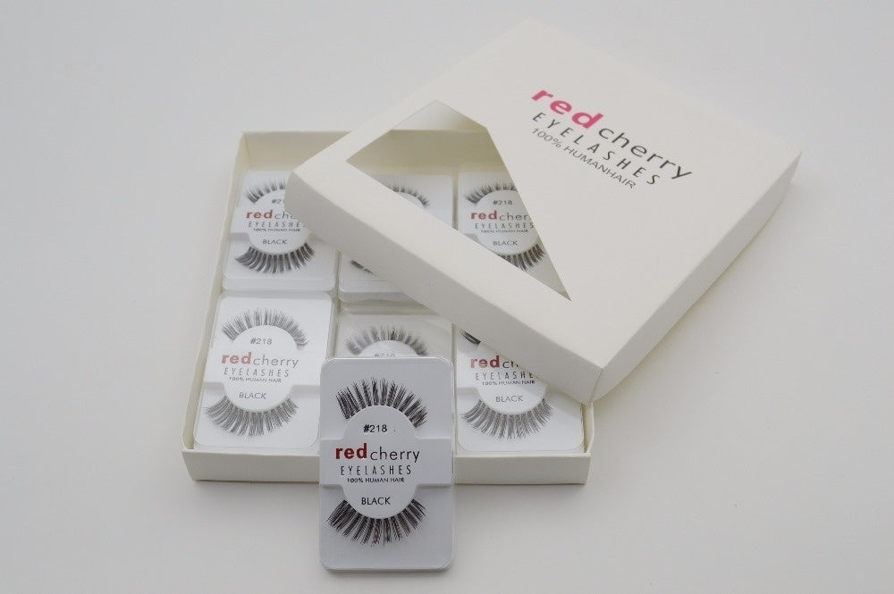 12 Pairs Soft False Fake Human Hair Eyelashes Adhesives Glamour Eye lashes Red_Cherry Makeup Beauty