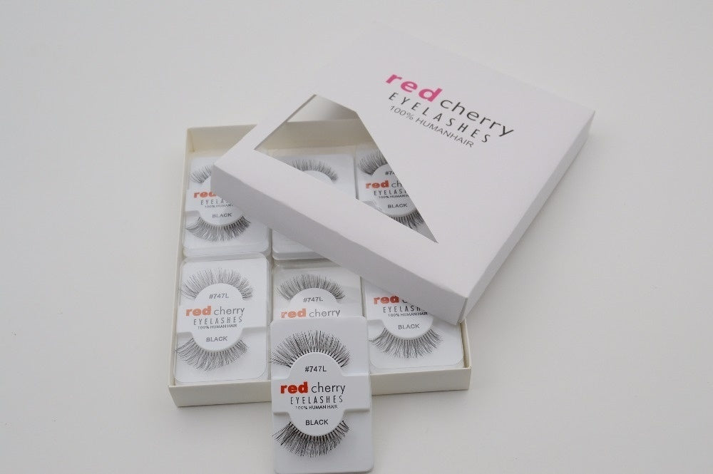 12 Pairs Soft False Fake Human Hair Eyelashes Adhesives Glamour Eye lashes Red_Cherry Makeup Beauty