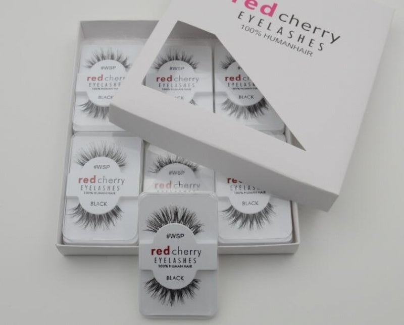 12 Pairs Soft False Fake Human Hair Eyelashes Adhesives Glamour Eye lashes Red_Cherry Makeup Beauty