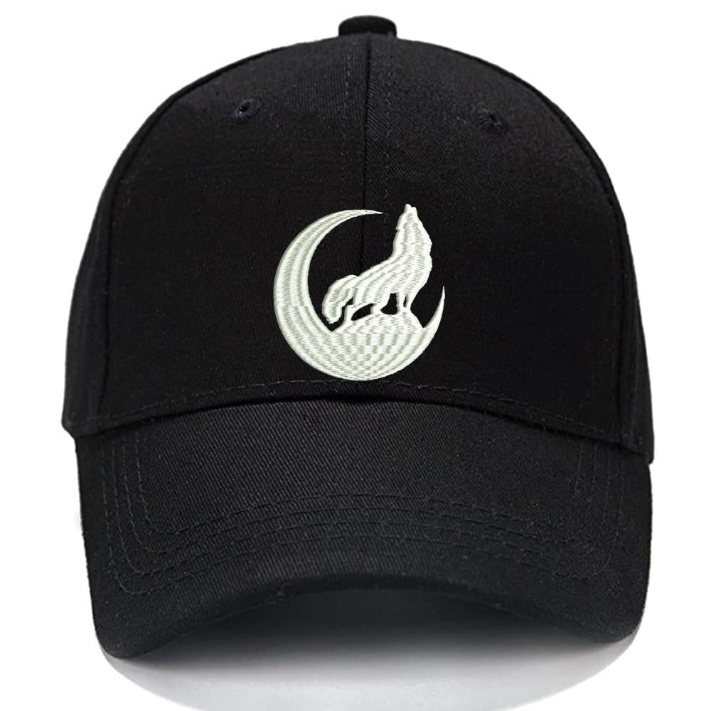 MOON WOLF Men Women Unisex Baseball Cap Classic Low Profile Adjustable Strapback Baseball Cap Dad-Hat