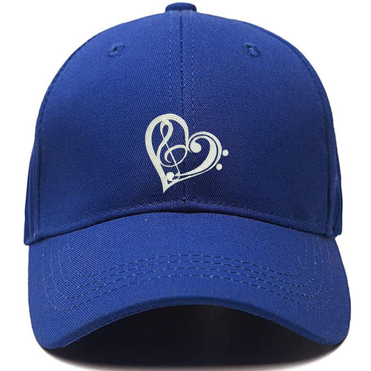 BASS TREBLE CLEF HEART Symbol Love Music Men Women Unisex Baseball Cap Classic Low Profile Adjustable Strapback Baseball Cap Dad-Hat