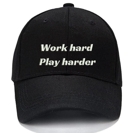 Work hard play harder Men Women Unisex Baseball Cap Classic Low Profile Adjustable Strapback Baseball Cap Dad-Hat