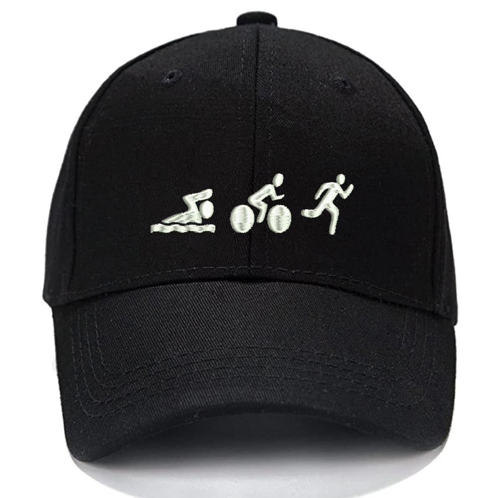 Triathlon Swim Bike Run Men Women Unisex Baseball Cap Classic Low Profile Adjustable Strapback Baseball Cap Dad-Hat