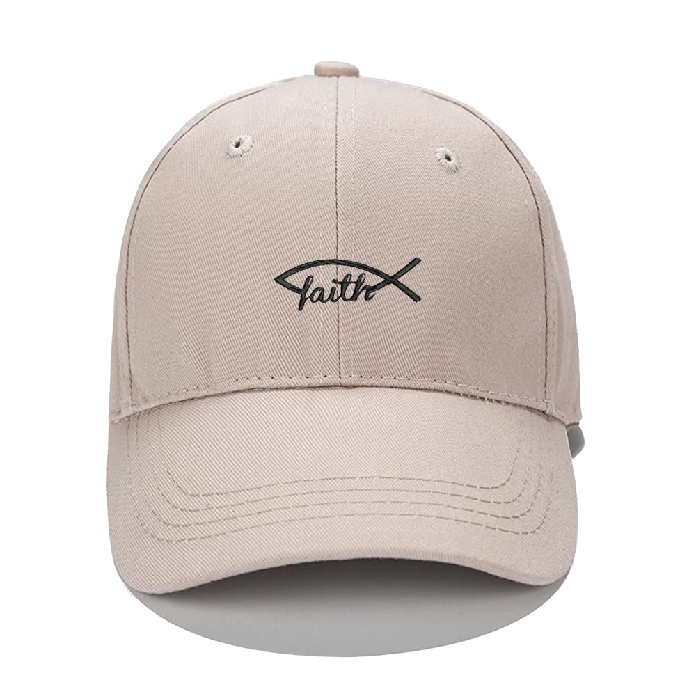 Faith Ichthys Fish Symbol God Jesus Christian Men Women Unisex Baseball Cap Classic Low Profile Adjustable Strapback Baseball Cap Dad-Hat