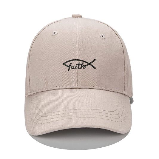Faith Ichthys Fish Symbol God Jesus Christian Men Women Unisex Baseball Cap Classic Low Profile Adjustable Strapback Baseball Cap Dad-Hat