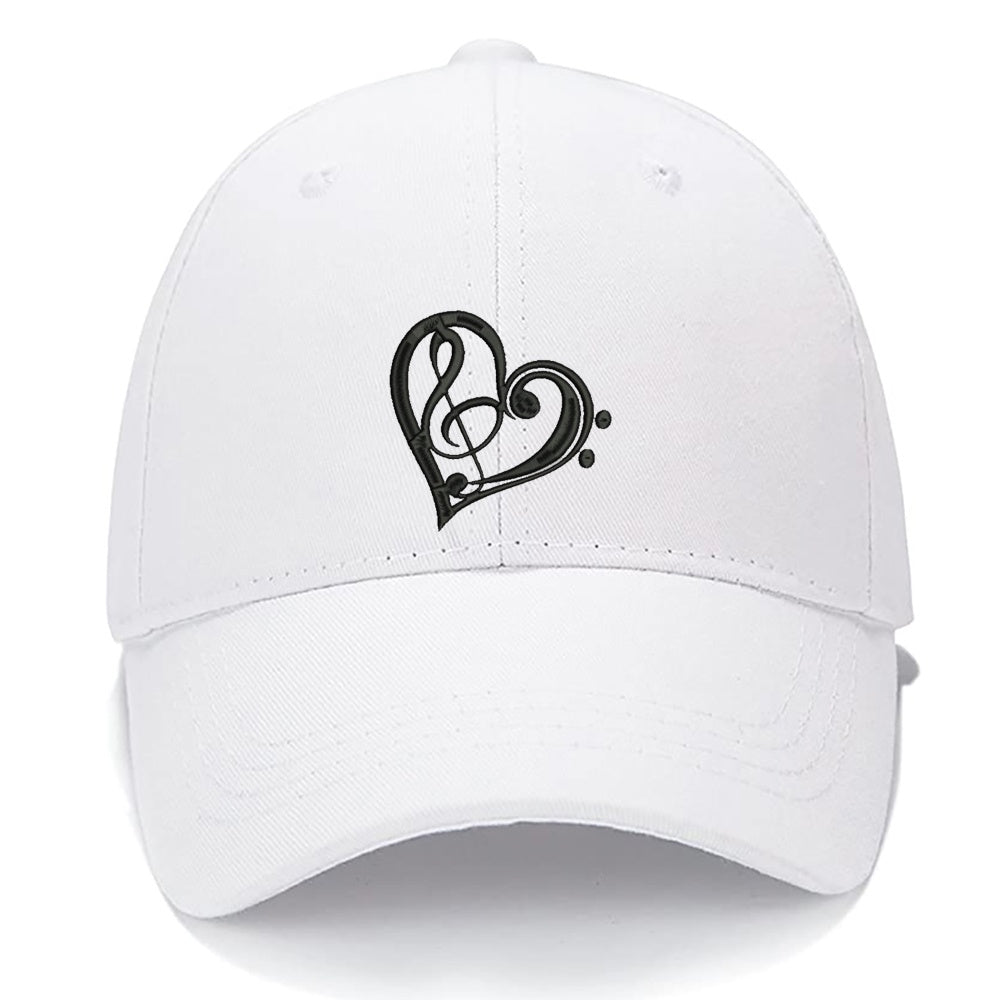Bass Treble Clef Heart Musical Notes Men Women Unisex Baseball Cap Classic Low Profile Adjustable Strapback Baseball Cap Dad-Hat