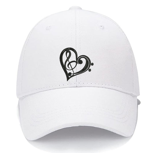 Bass Treble Clef Heart Musical Notes Men Women Unisex Baseball Cap Classic Low Profile Adjustable Strapback Baseball Cap Dad-Hat