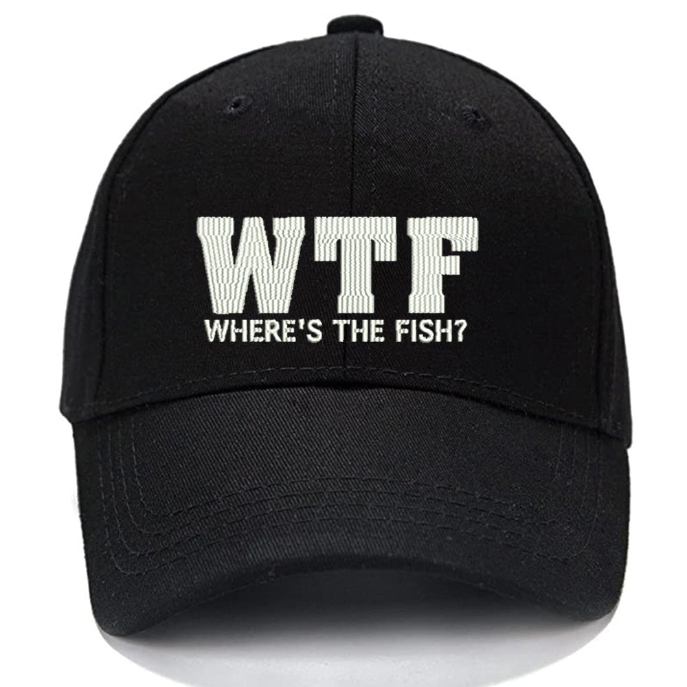 WTF - Where's The Fish Men Women Unisex Baseball Cap Classic Low Profile Adjustable Strapback Baseball Cap Dad-Hat