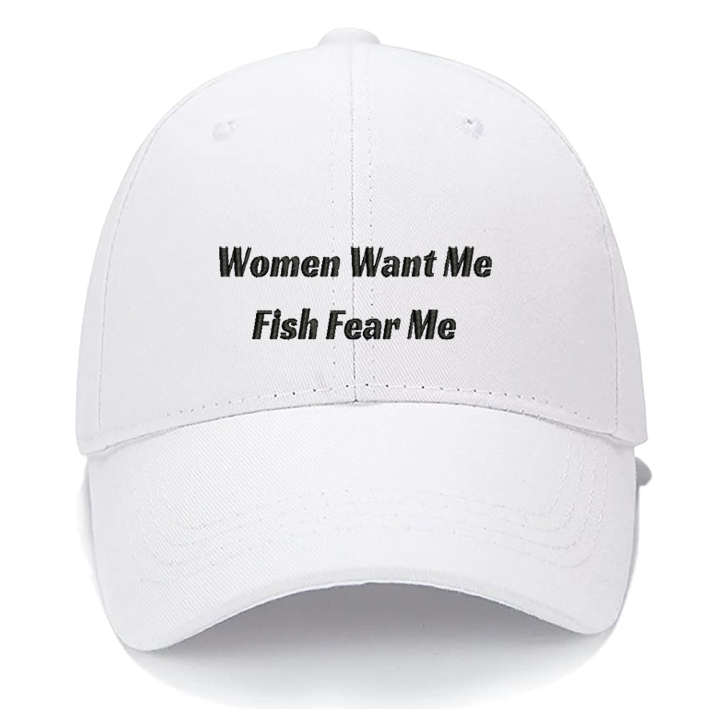 Women Want Me Fish Fear Me Men Women Unisex Baseball Cap Classic Low Profile Adjustable Strapback Baseball Cap Dad-Hat