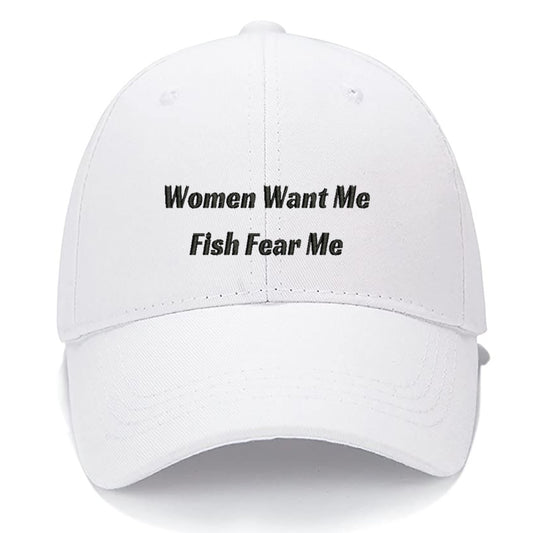 Women Want Me Fish Fear Me Men Women Unisex Baseball Cap Classic Low Profile Adjustable Strapback Baseball Cap Dad-Hat