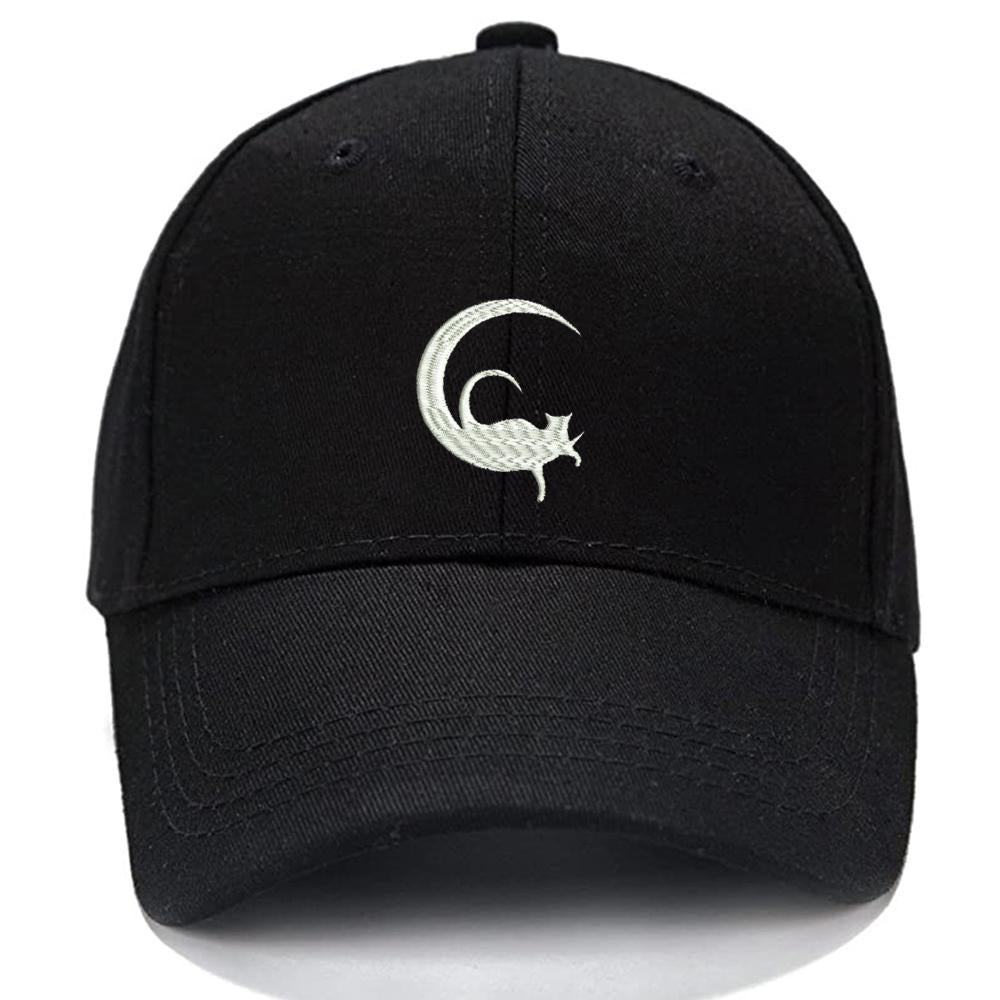 Moon Cat Men Women Unisex Baseball Cap Classic Low Profile Adjustable Strapback Baseball Cap Dad-Hat