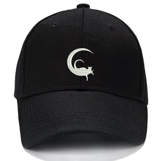 Moon Cat Men Women Unisex Baseball Cap Classic Low Profile Adjustable Strapback Baseball Cap Dad-Hat