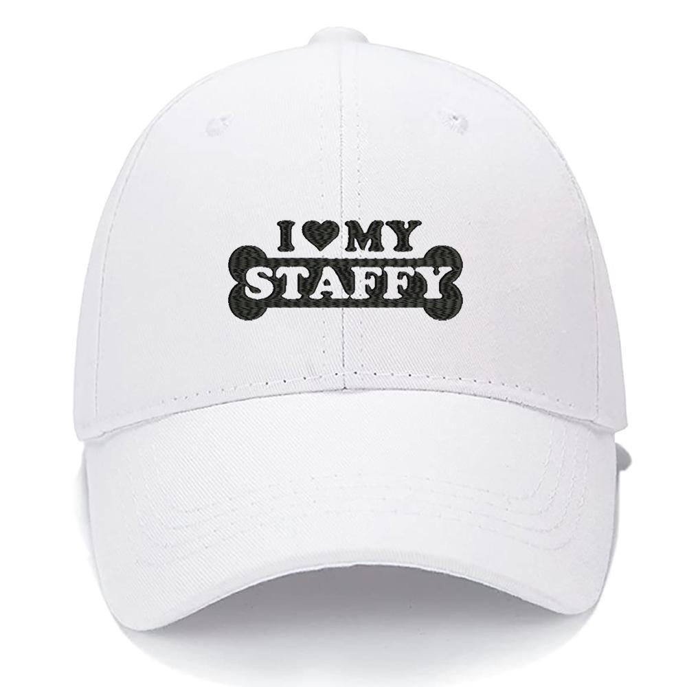 I LOVE MY STAFFY Men Women Unisex Baseball Cap Classic Low Profile Adjustable Strapback Baseball Cap Dad-Hat