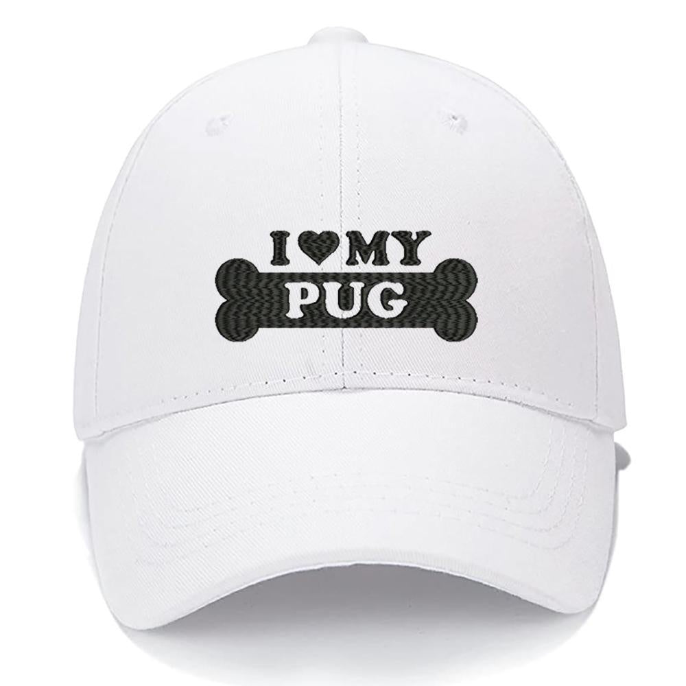 I LOVE MY PUG Men Women Unisex Baseball Cap Classic Low Profile Adjustable Strapback Baseball Cap Dad-Hat