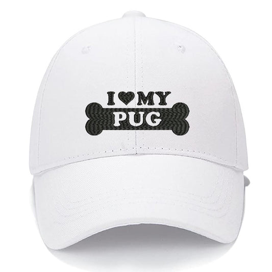 I LOVE MY PUG Men Women Unisex Baseball Cap Classic Low Profile Adjustable Strapback Baseball Cap Dad-Hat
