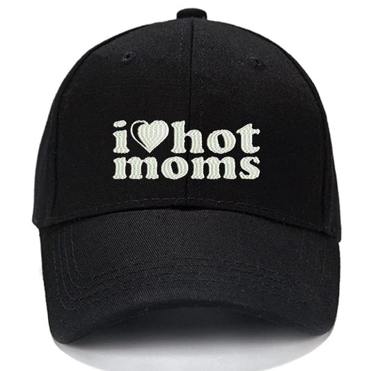 I Love Hot Moms Men Women Unisex Baseball Cap Classic Low Profile Adjustable Strapback Baseball Cap Dad-Hat