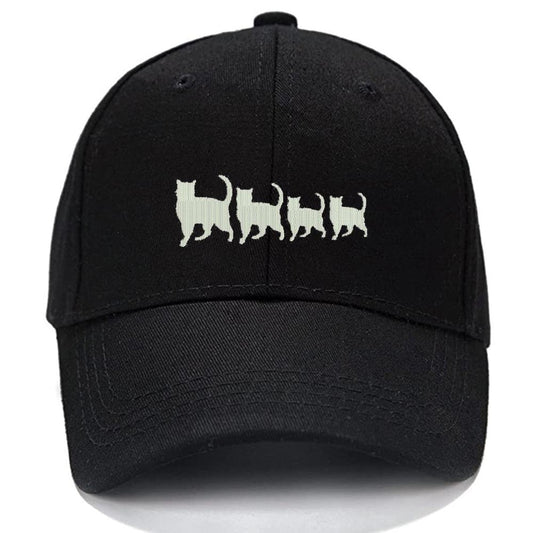 Four Pet Cat Family Men Women Unisex Baseball Cap Classic Low Profile Adjustable Strapback Baseball Cap Dad-Hat
