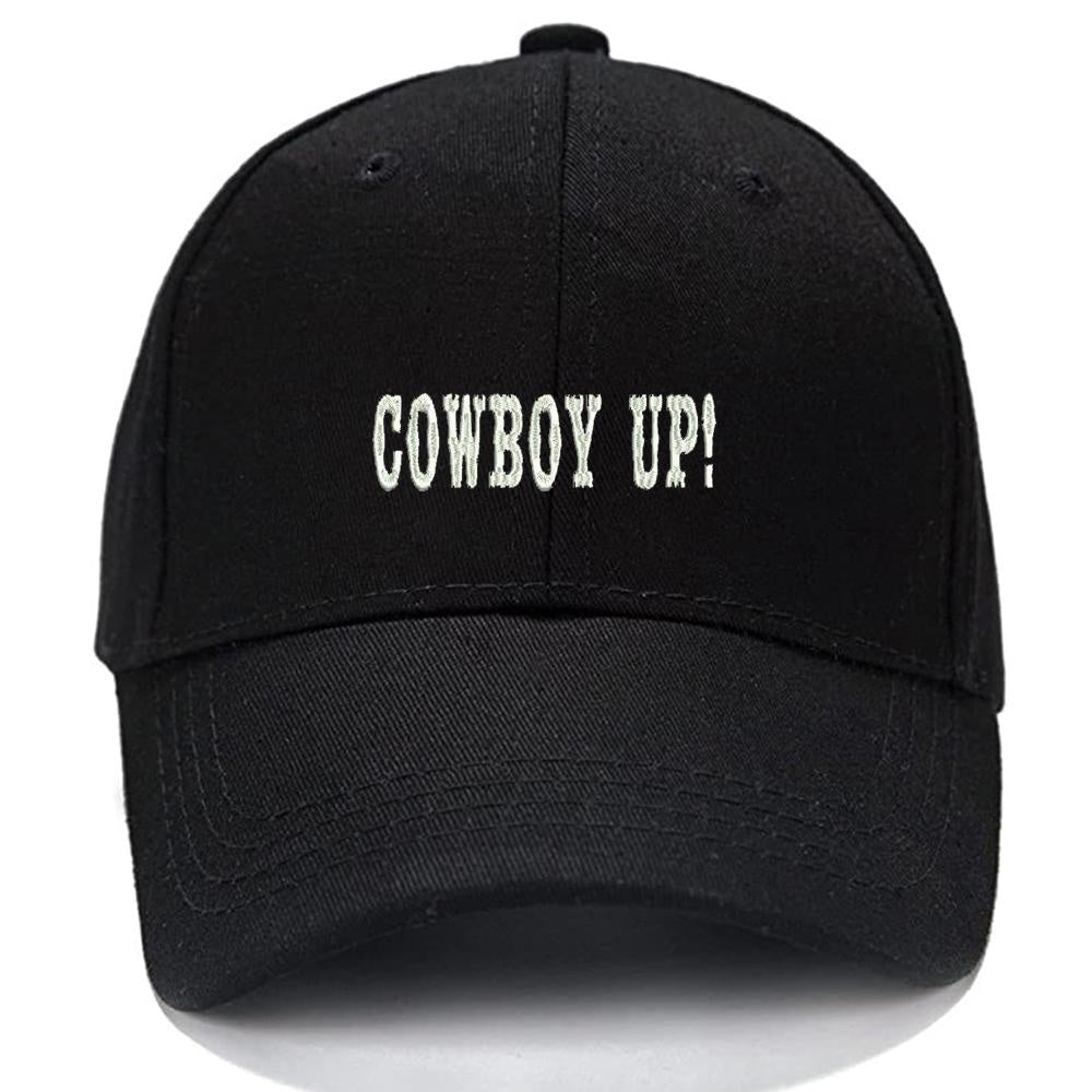 Cowboy Up Men Women Unisex Baseball Cap Classic Low Profile Adjustable Strapback Baseball Cap Dad-Hat