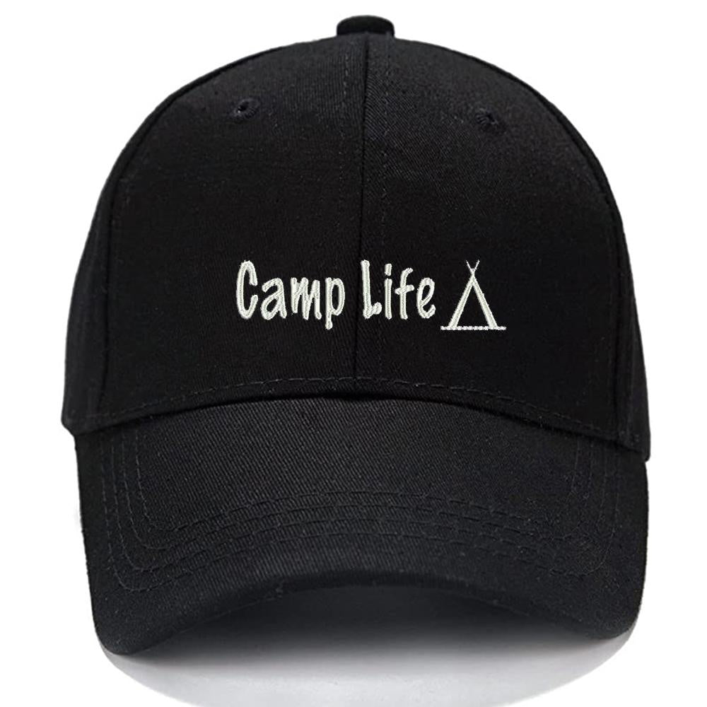 CAMP LIFE CAMPING Funny Men Women Unisex Baseball Cap Classic Low Profile Adjustable Strapback Baseball Cap Dad-Hat