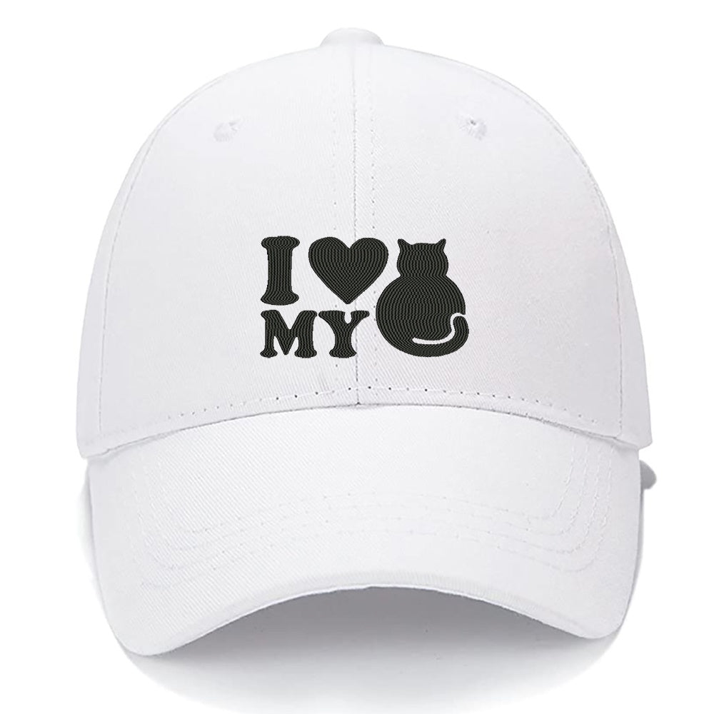I Love My Cat Men Women Unisex Baseball Cap Classic Low Profile Adjustable Strapback Baseball Cap Dad-Hat