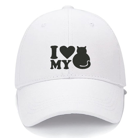 I Love My Cat Men Women Unisex Baseball Cap Classic Low Profile Adjustable Strapback Baseball Cap Dad-Hat