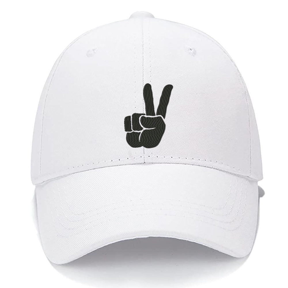 Peace Hand Symbol Two Fingers Men Women Unisex Baseball Cap Classic Low Profile Adjustable Strapback Baseball Cap Dad-Hat