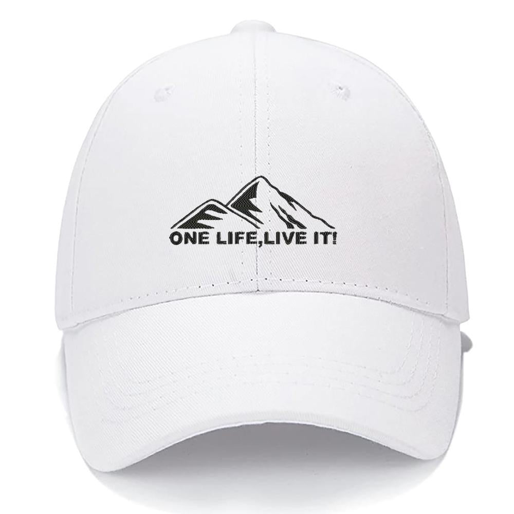 ONE LIFE LIVE IT Mountain Camping Hiking Men Women Unisex Baseball Cap Classic Low Profile Adjustable Strapback Baseball Cap Dad-Hat