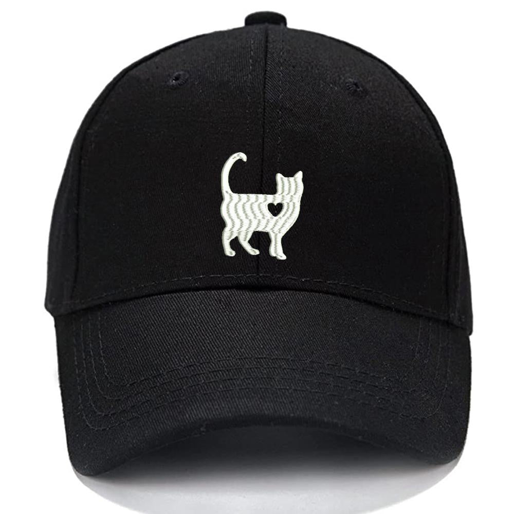Cat with heart Cat Mom Pet Love Men Women Unisex Baseball Cap Classic Low Profile Adjustable Strapback Baseball Cap Dad-Hat