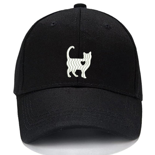 Cat with heart Cat Mom Pet Love Men Women Unisex Baseball Cap Classic Low Profile Adjustable Strapback Baseball Cap Dad-Hat