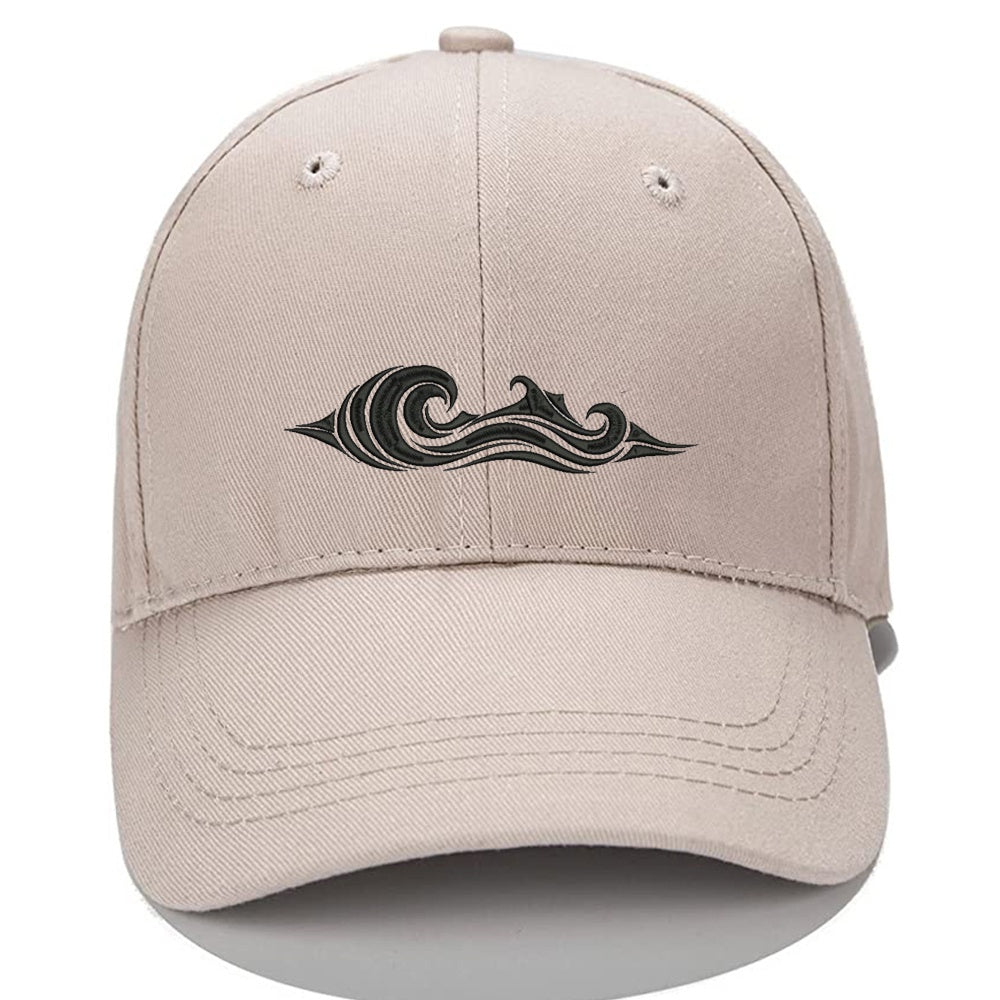 Sea Wave Men Women Unisex Baseball Cap Classic Low Profile Adjustable Strapback Baseball Cap Dad-Hat Khaki