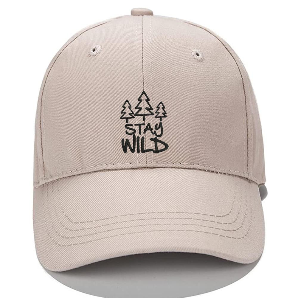 Stay Wild Trees Outdoors Camping Hiking Adventure Men Women Unisex Baseball Cap Classic Low Profile Adjustable Strapback Baseball Cap Dad-Hat
